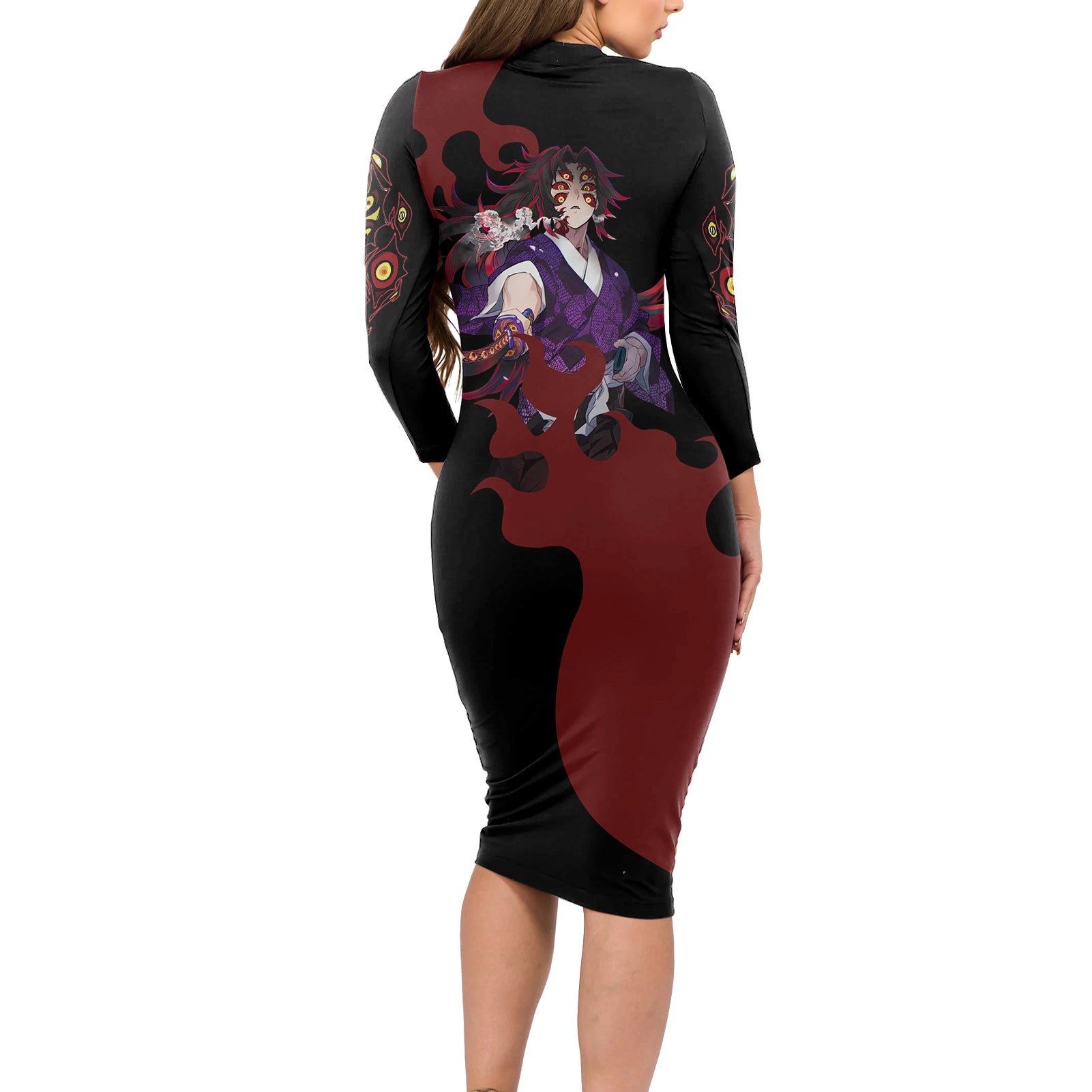 Kokushibou - Demon Slayer Long Sleeve Bodycon Dress Anime Style