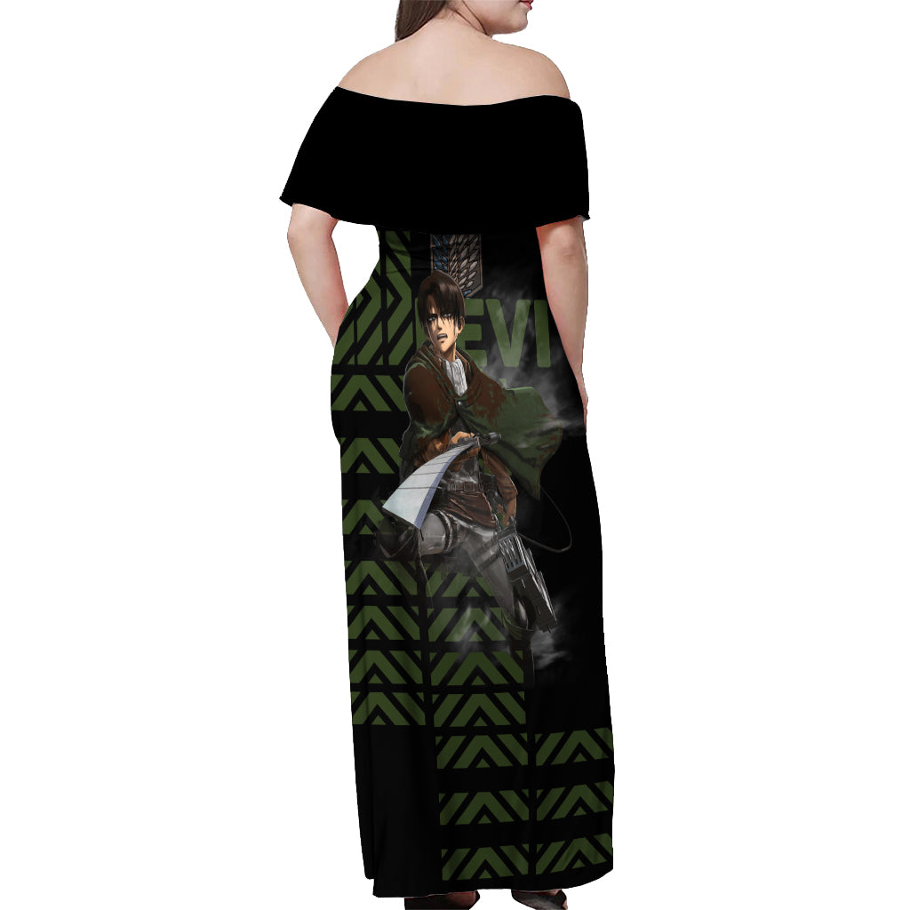 Levi Ackerman - Attack On Titan Off Shoulder Maxi Dress Anime Style