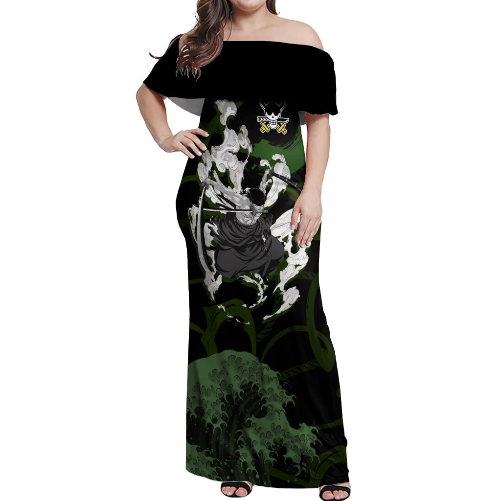 Zoronoa Zoro - One Piece Off Shoulder Maxi Dress Anime Japan Style