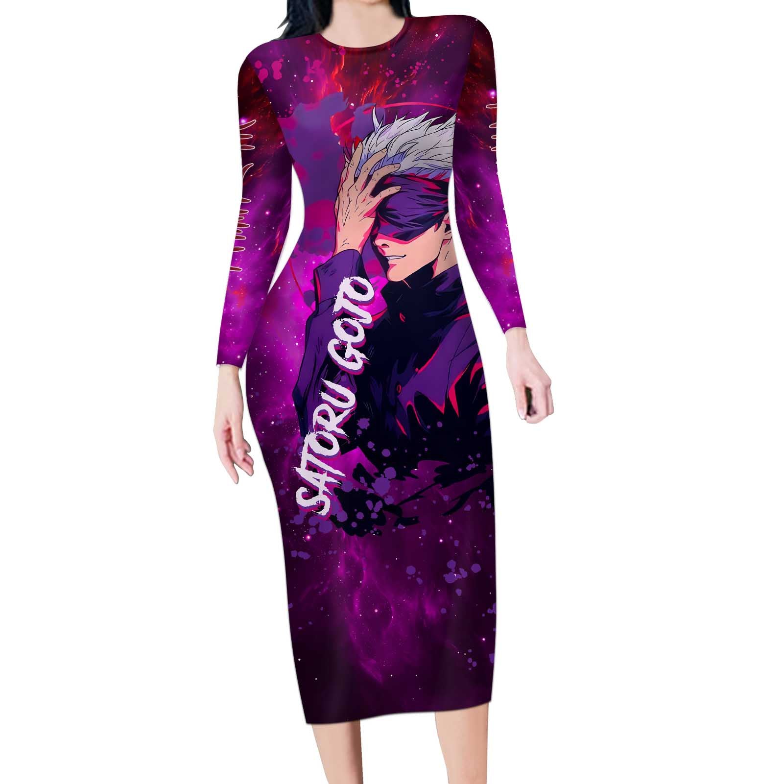 Satoru Gojo - Jujutsu Kaisen Long Sleeve Bodycon Dress Anime Galaxy Style
