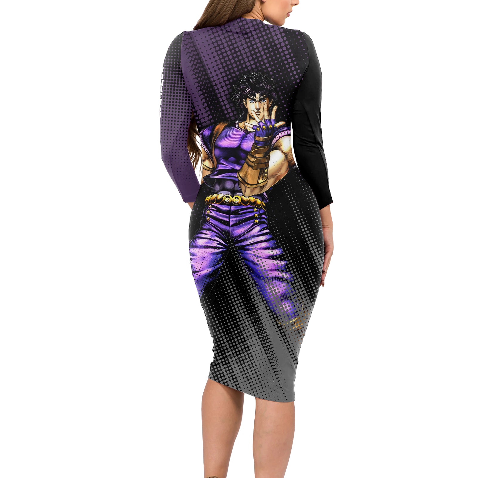 Jonathan Joestar JJBAs Long Sleeve Bodycon Dress JoJo's Bizarre Adventure