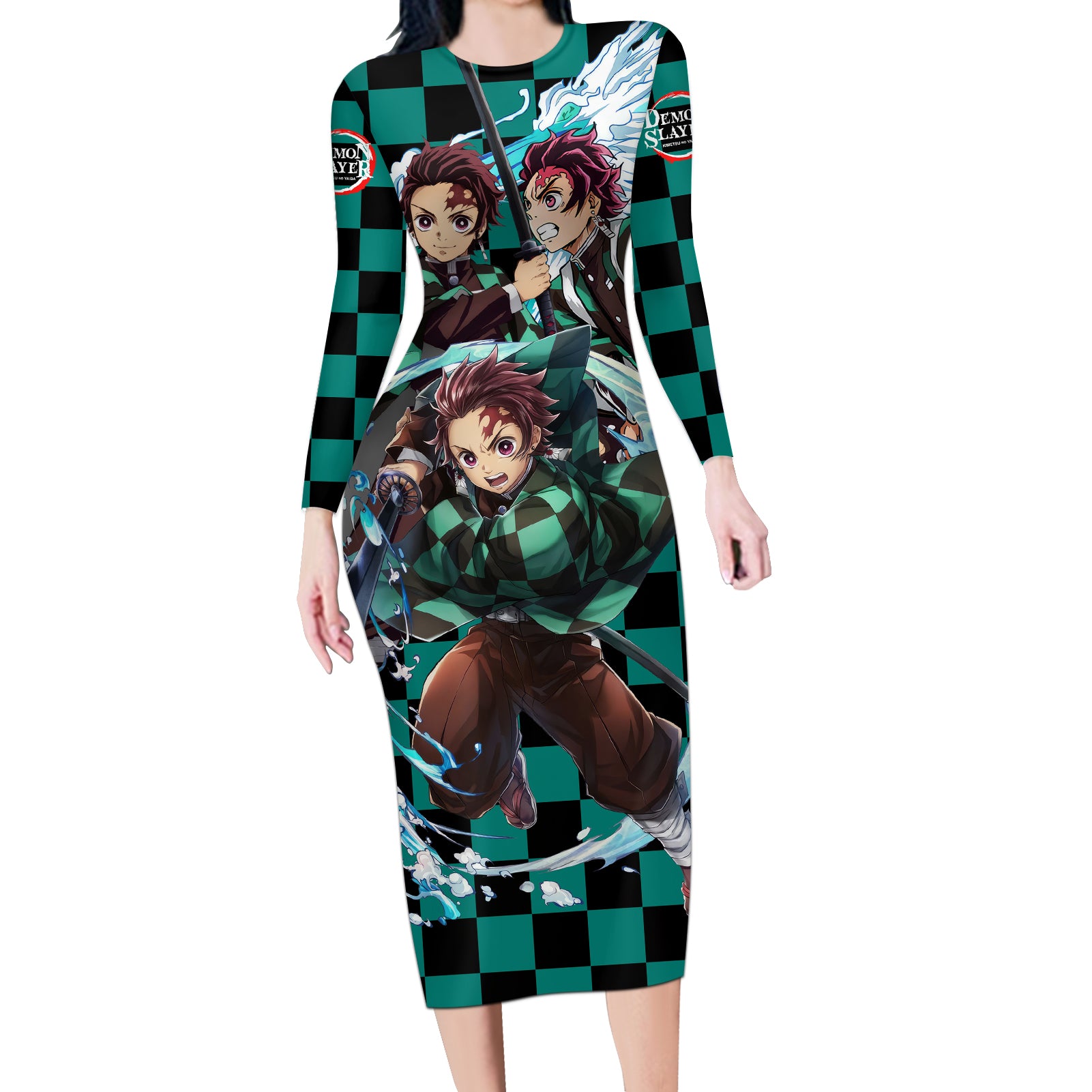 Kamado Tanjro Long Sleeve Bodycon Dress Demon Slayer