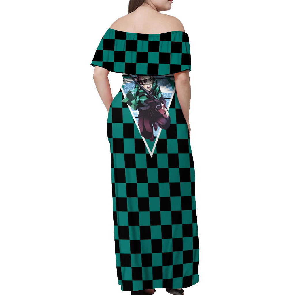Kamado Tanjro Off Shoulder Maxi Dress Demon Slayer