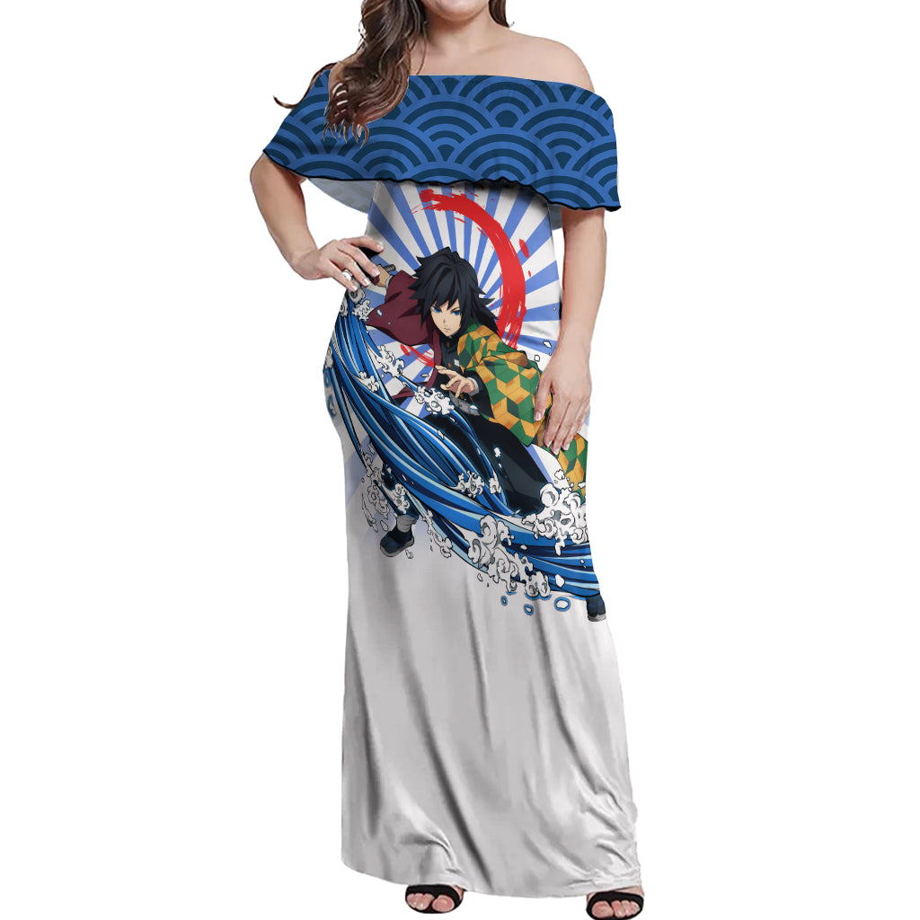 Giyuu Tomioka Off Shoulder Maxi Dress Demon Slayer