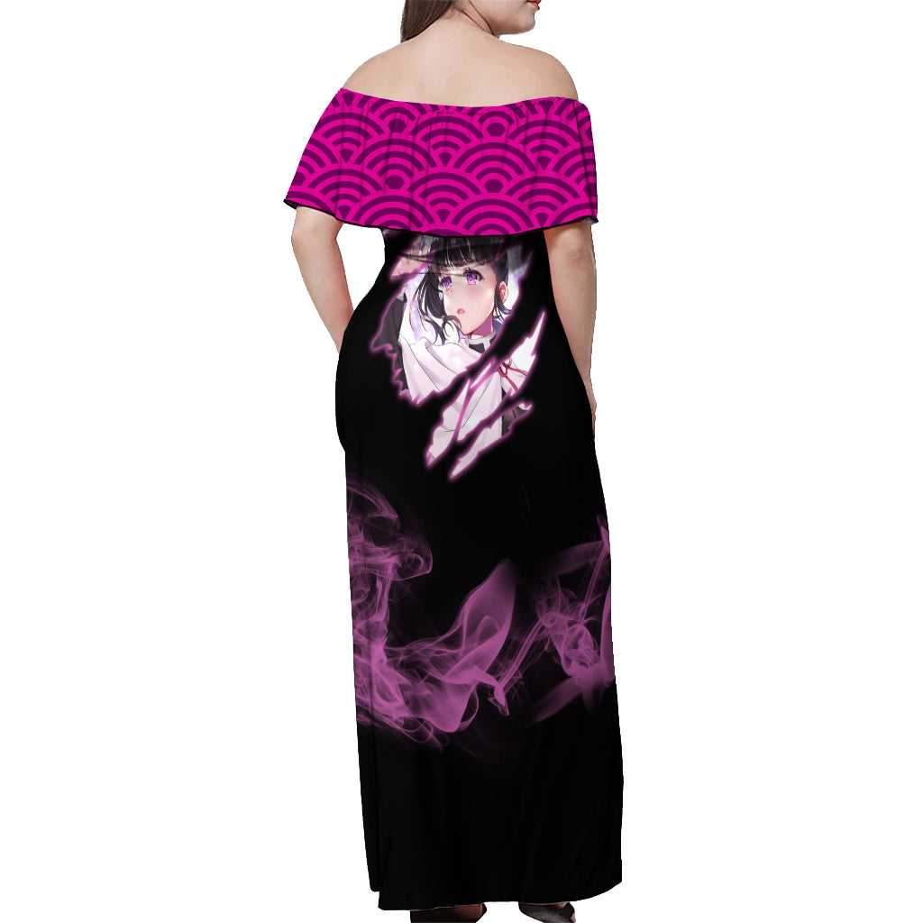 Kanao Tsuyuri Off Shoulder Maxi Dress Demon Slayer