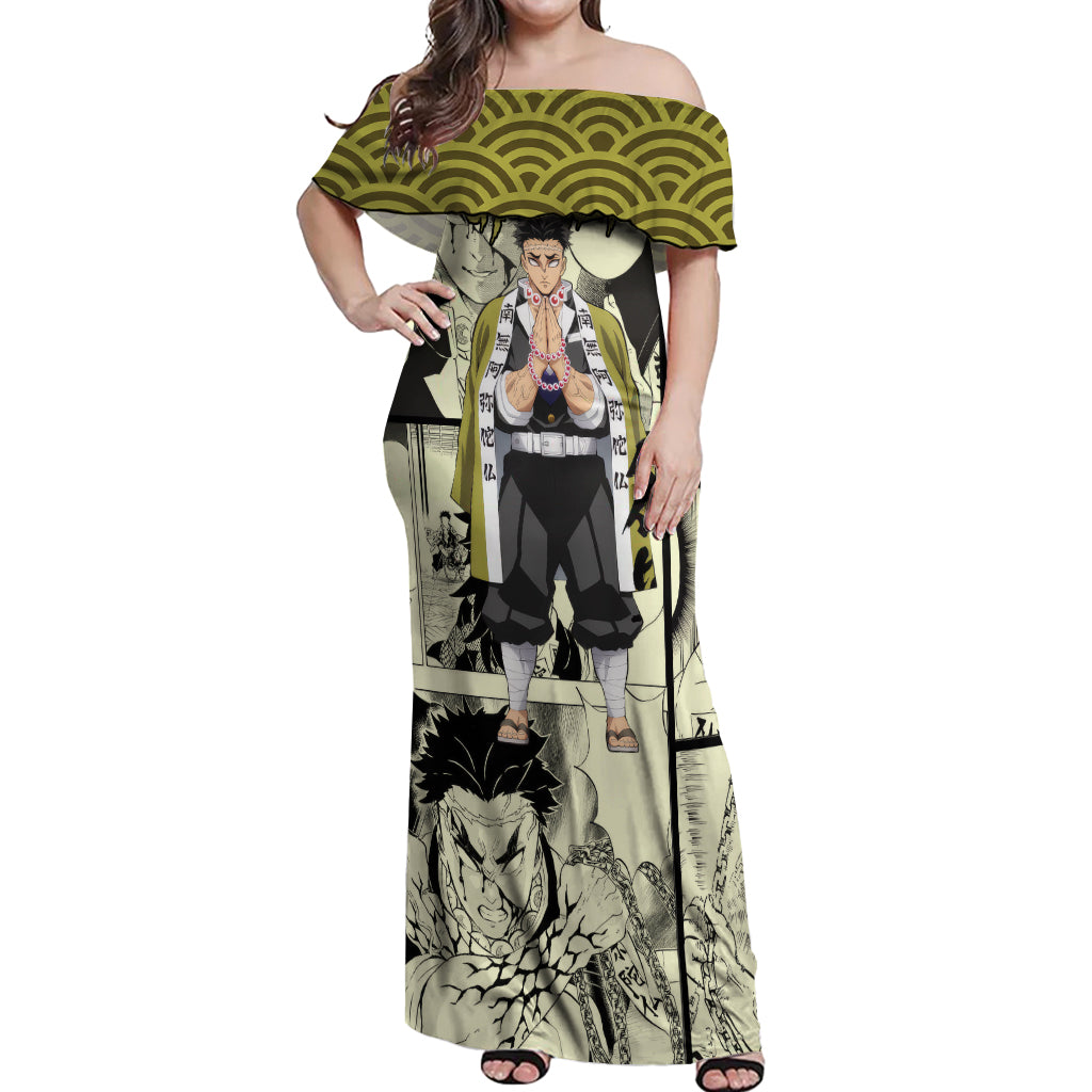 Gyomei Himejima Demon Slayer Off Shoulder Maxi Dress Anime Mix Manga Style