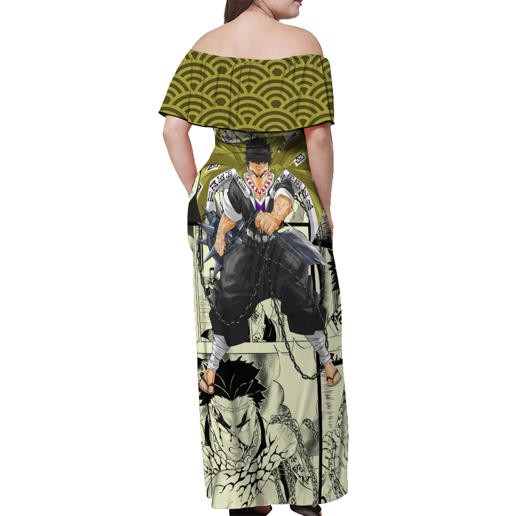Gyomei Himejima Demon Slayer Off Shoulder Maxi Dress Anime Mix Manga Style