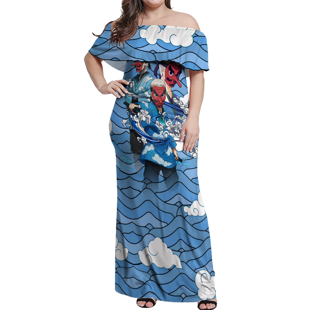 Sakonji Off Shoulder Maxi Dress Demon Slayer