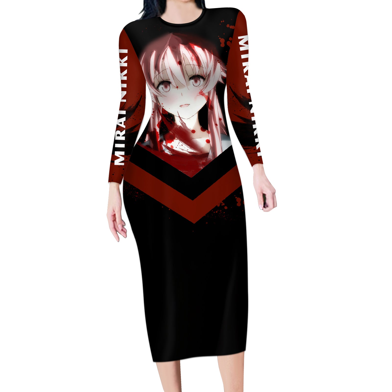 Future Diary Mirai Nikki Long Sleeve Bodycon Dress Yuno Gasai