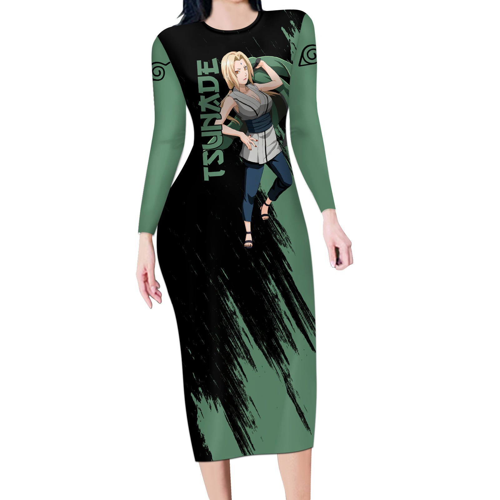 Tsunade Long Sleeve Bodycon Dress Naruto