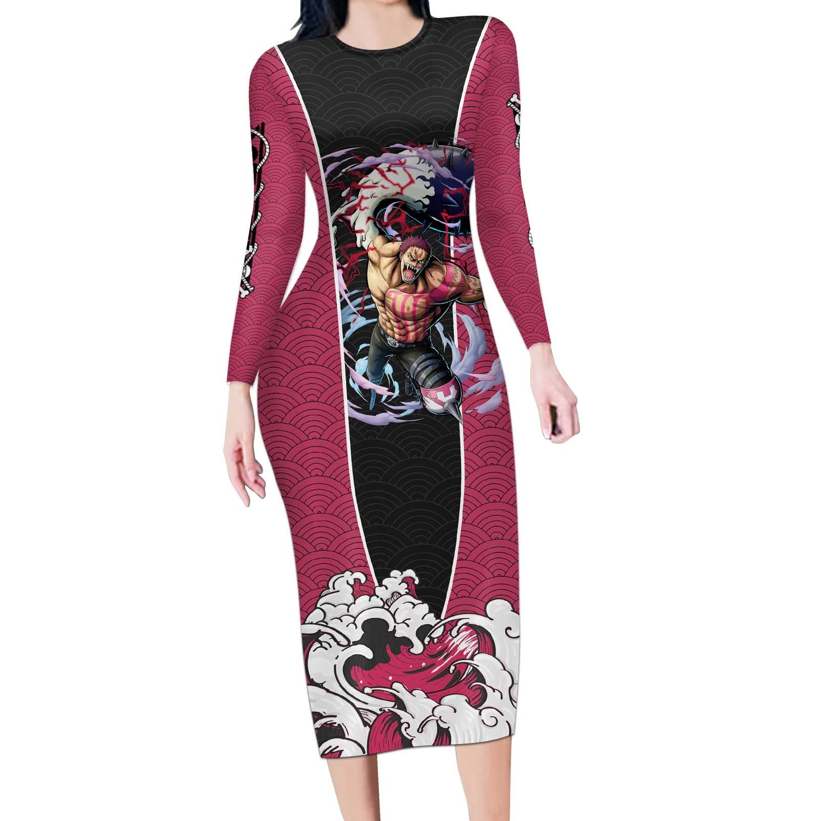 Charlotte Katakuri - One Piece Long Sleeve Bodycon Dress Anime Japan Pattern Style