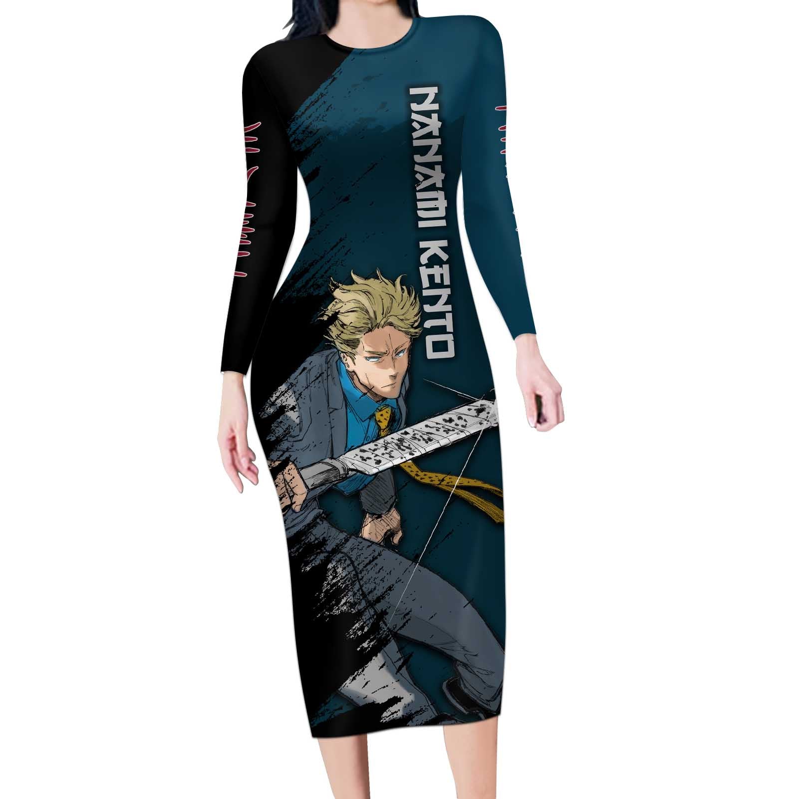 Nanami Kento - Jujutsu Kaisen Long Sleeve Bodycon Dress Anime Mix Manga Style