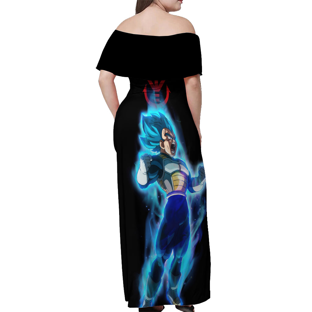 Vegeta Blue Dragon Ball Anime Off Shoulder Maxi Dress
