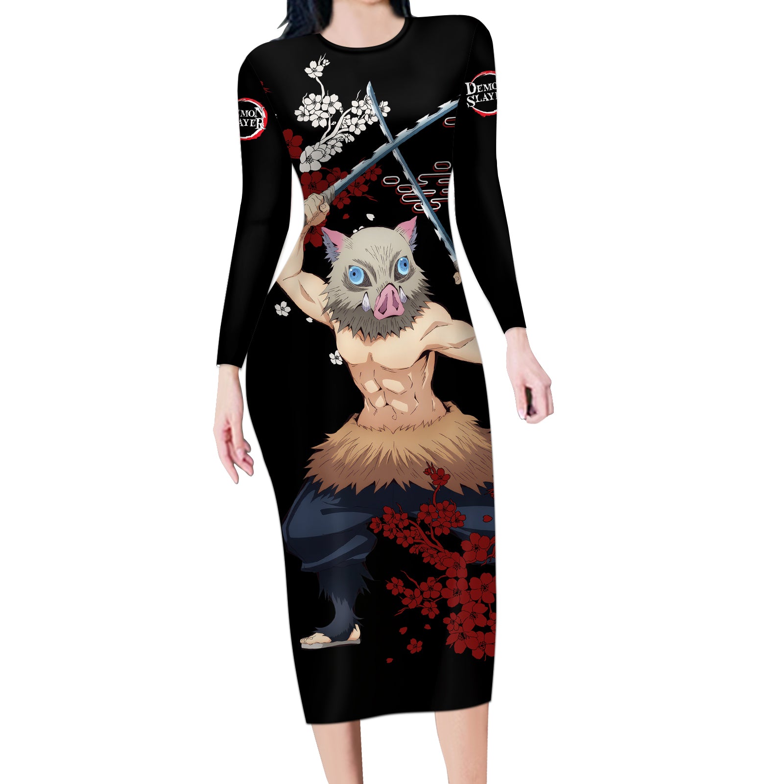 Inosuke Hashibira Long Sleeve Bodycon Dress