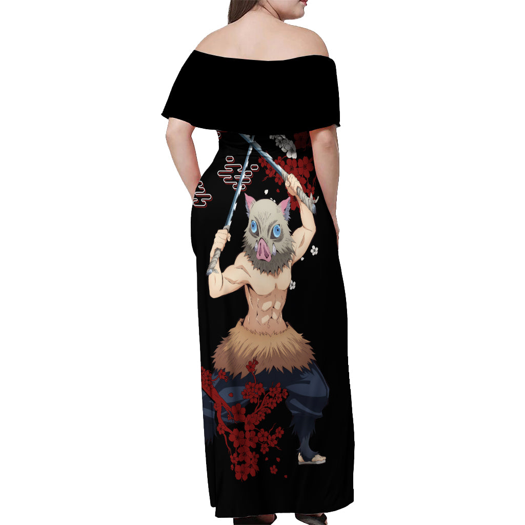 Inosuke Hashibira Off Shoulder Maxi Dress