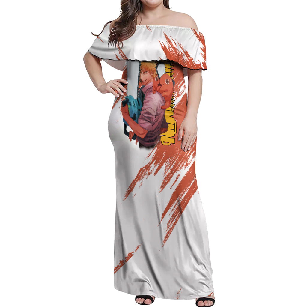 Denji Off Shoulder Maxi Dress Chainsaw Man