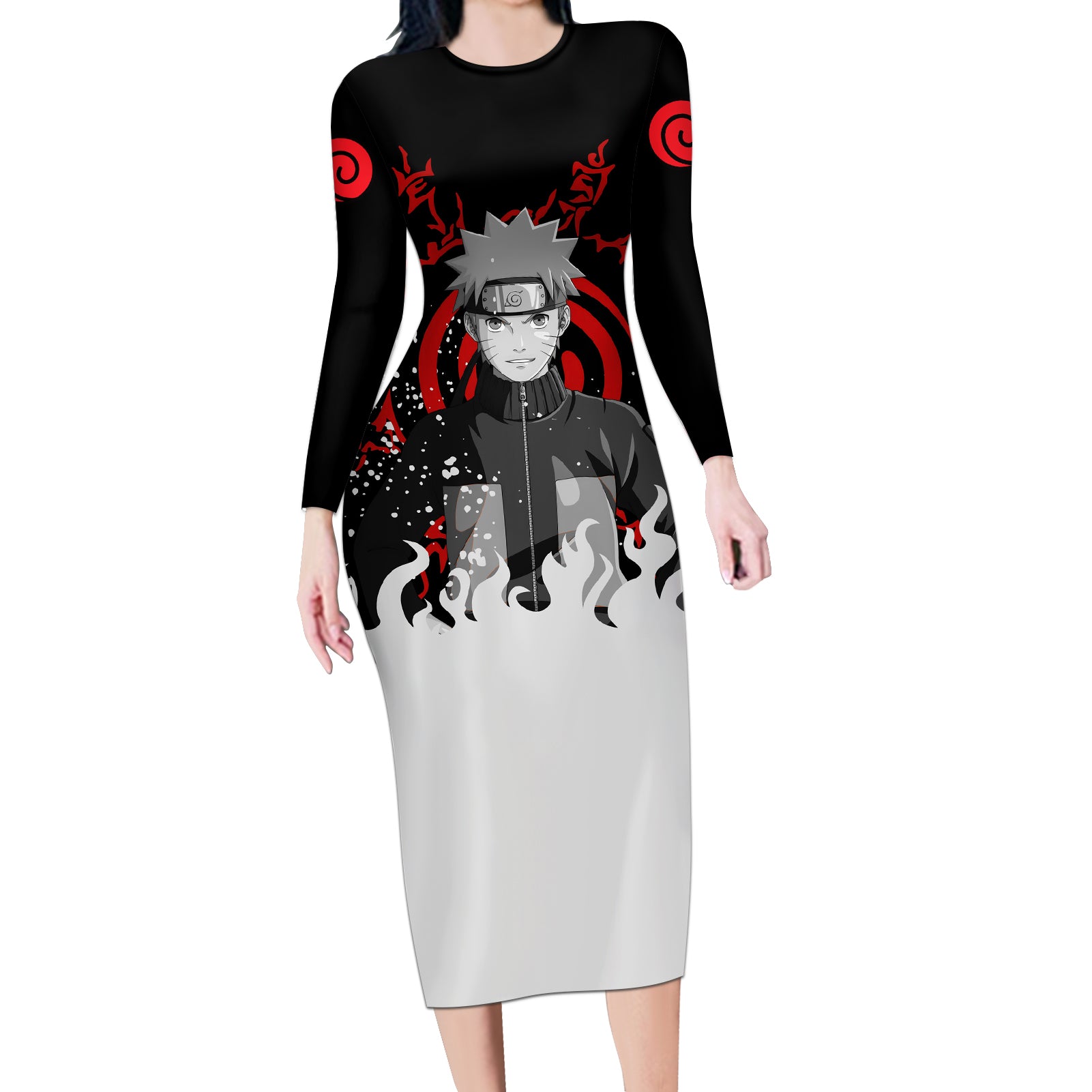 Uzumaki Long Sleeve Bodycon Dress Naruto