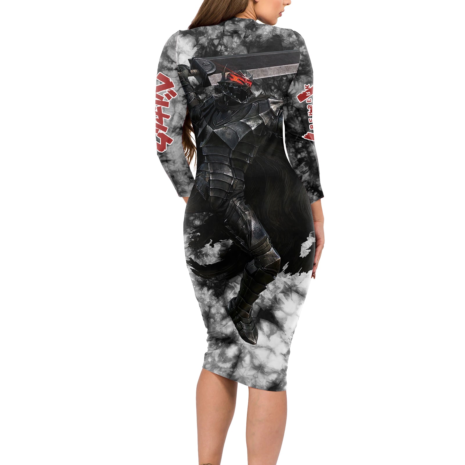 Guts Berserk Long Sleeve Bodycon Dress Grunge Style