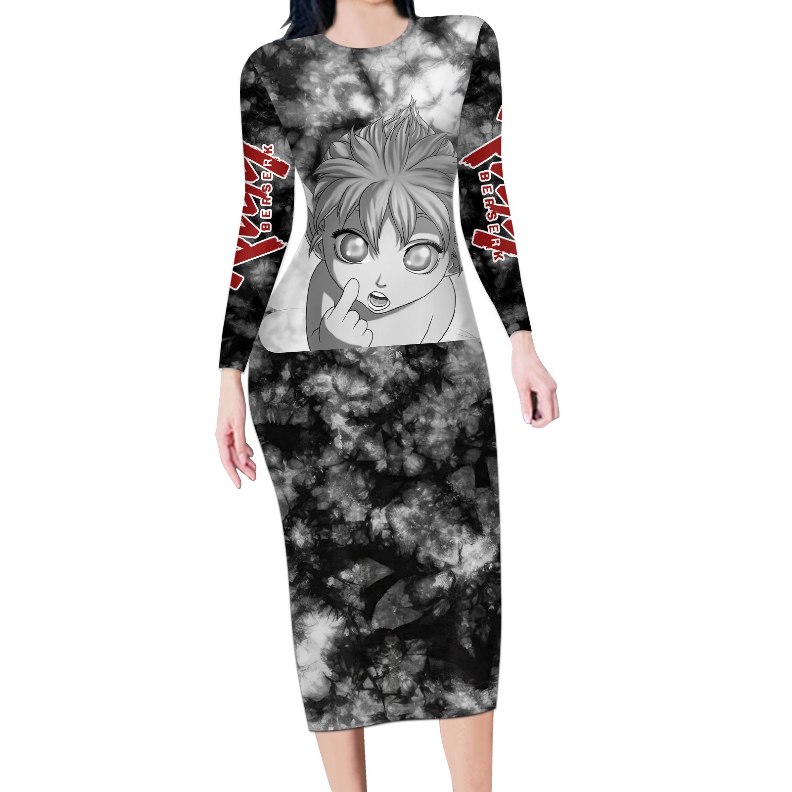 Puck Berserk Long Sleeve Bodycon Dress Grunge Style