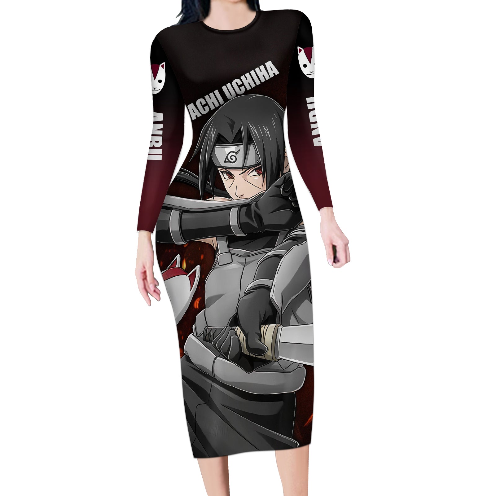 Itachi Anbu Long Sleeve Bodycon Dress