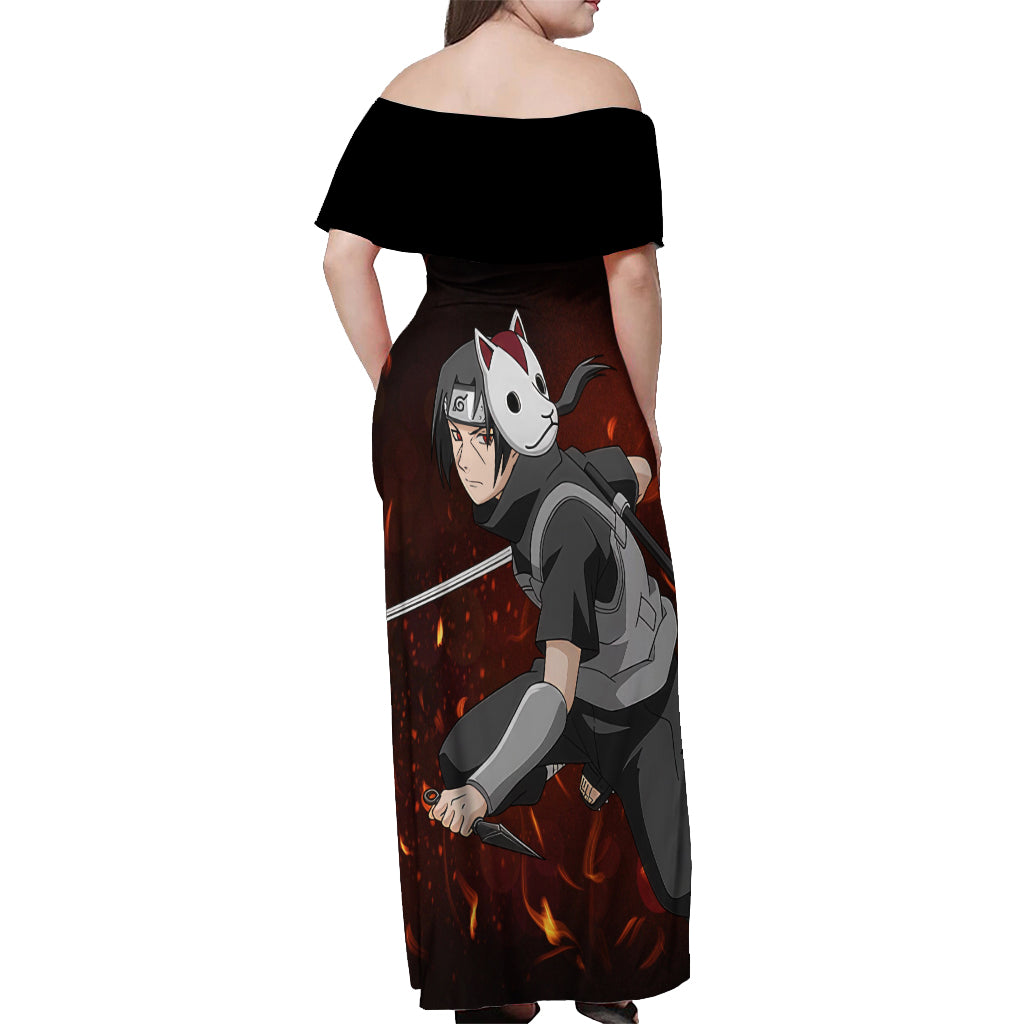 Itachi Anbu Off Shoulder Maxi Dress