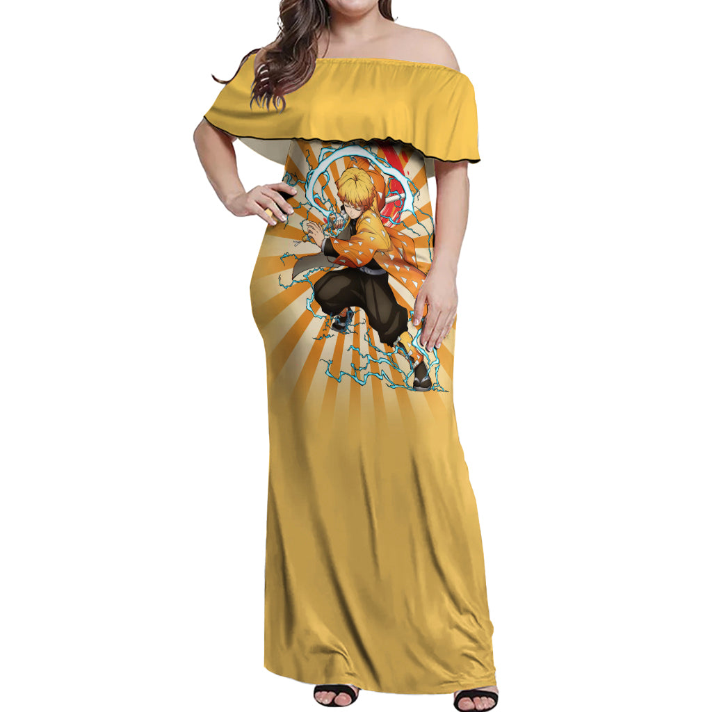 Zenitsu Agatsuma Off Shoulder Maxi Dress Demon Slayer