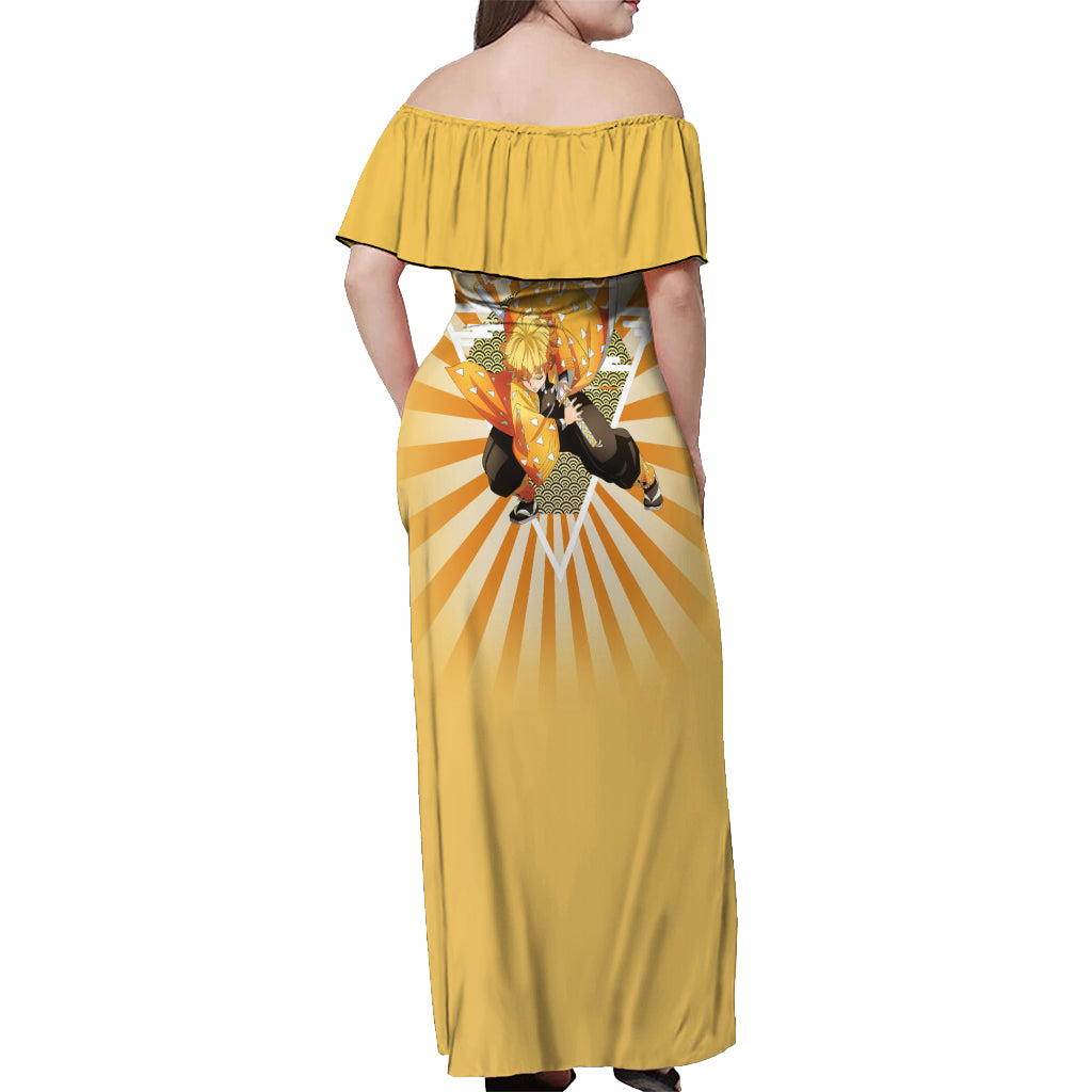 Zenitsu Agatsuma Off Shoulder Maxi Dress Demon Slayer