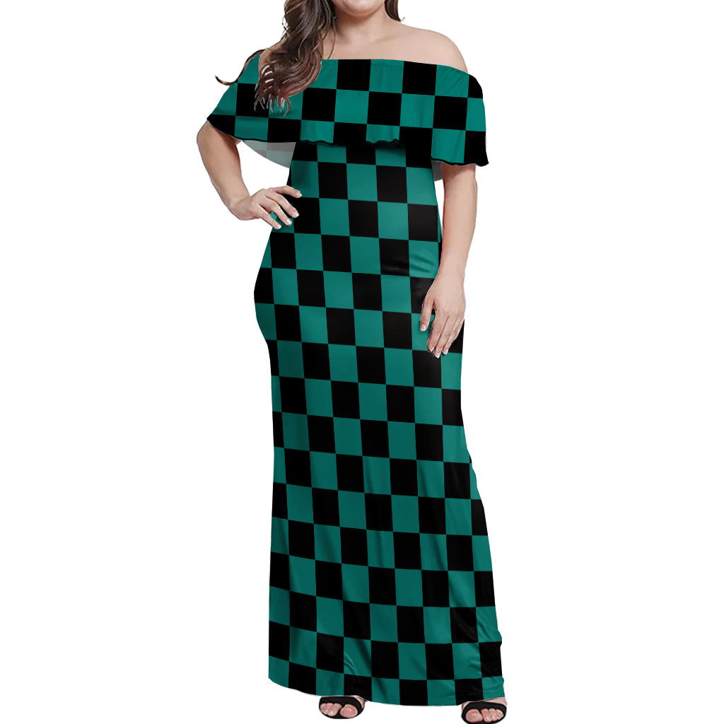 Kamado Tanjro Off Shoulder Maxi Dress Demon Slayer
