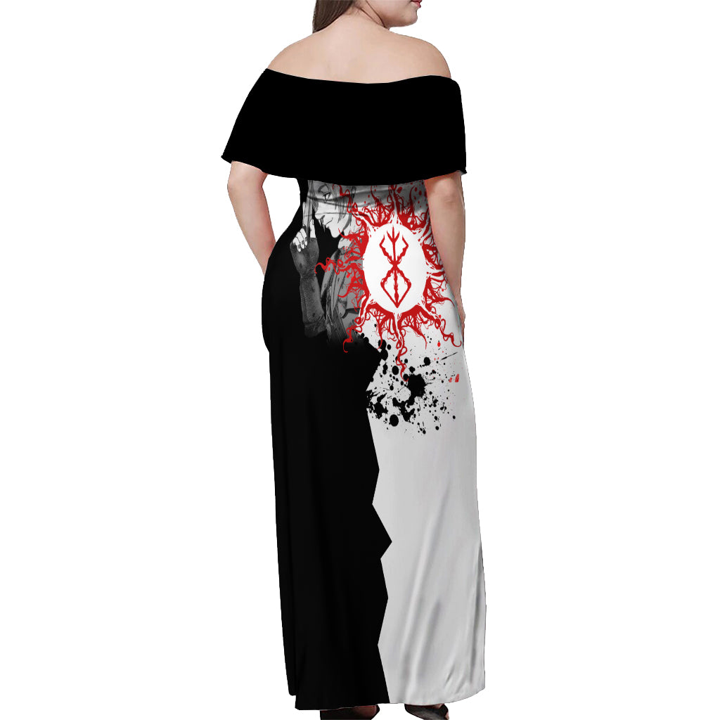 Judeau Berserk Off Shoulder Maxi Dress Anime Run Symbol Blood Style