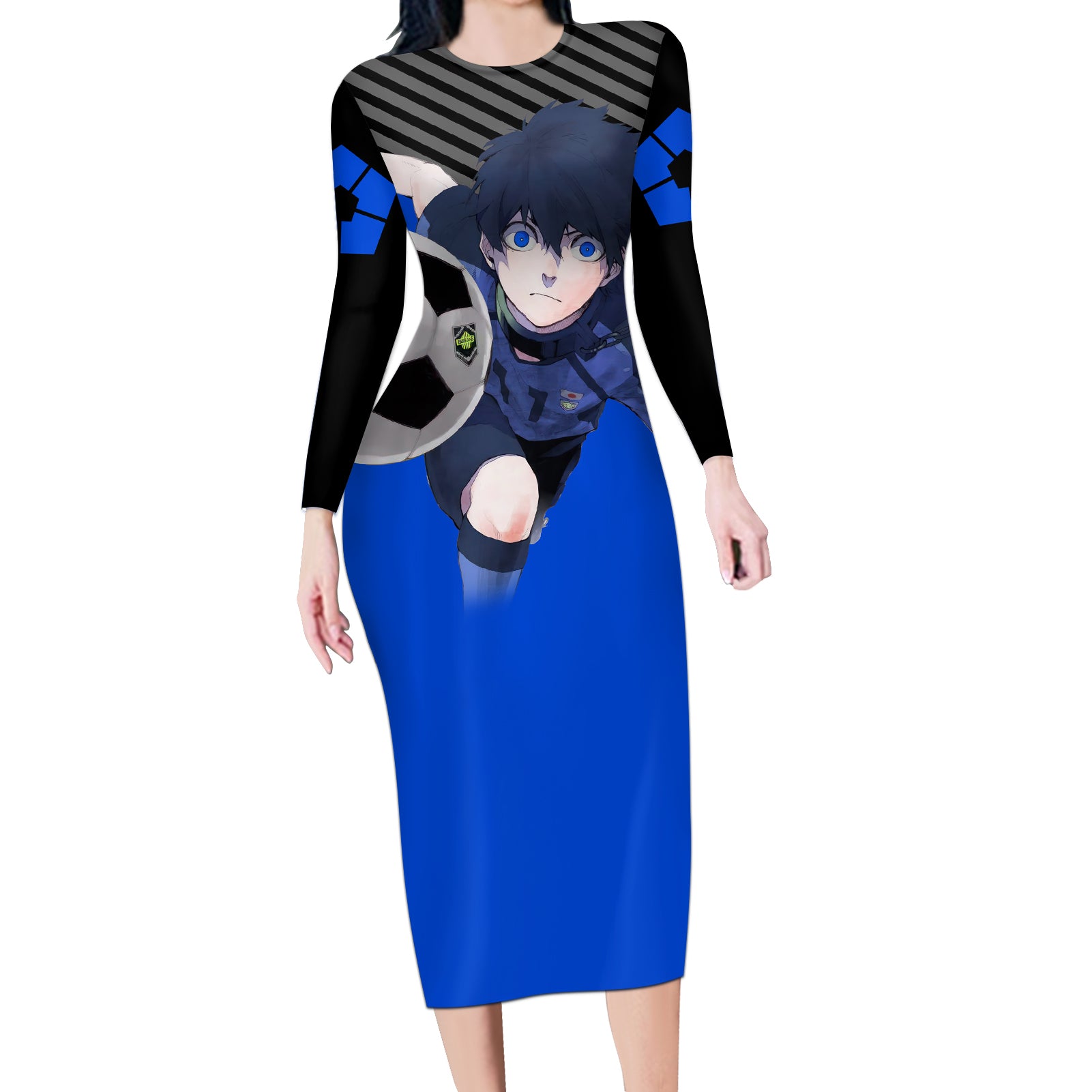 Yoichi Isagi Blue Lock Long Sleeve Bodycon Dress Anime Style