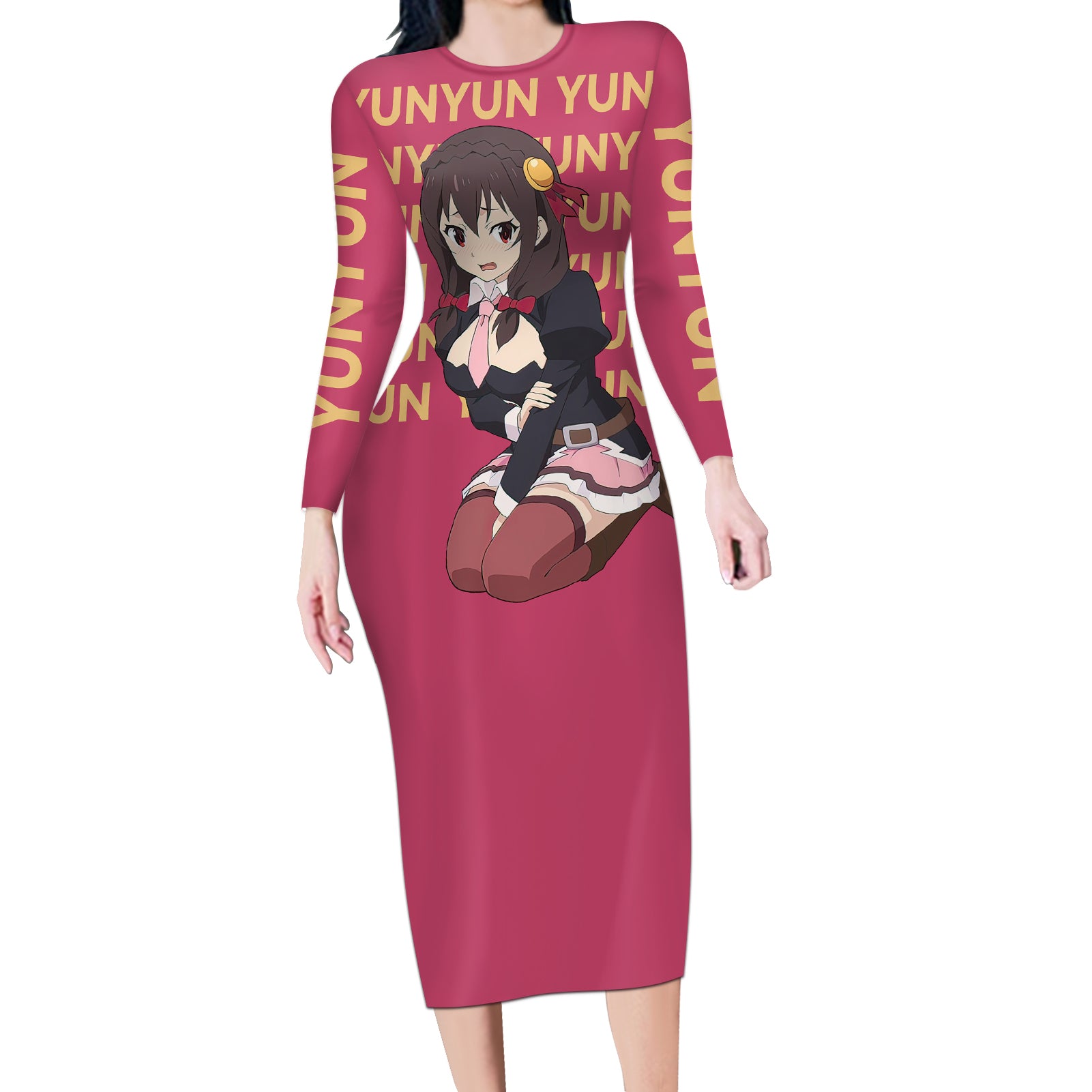 Yunyun KonoSuba Long Sleeve Bodycon Dress Anime Style