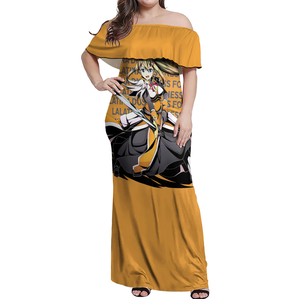 Lalatina Dustiness Ford KonoSuba Off Shoulder Maxi Dress Anime Style