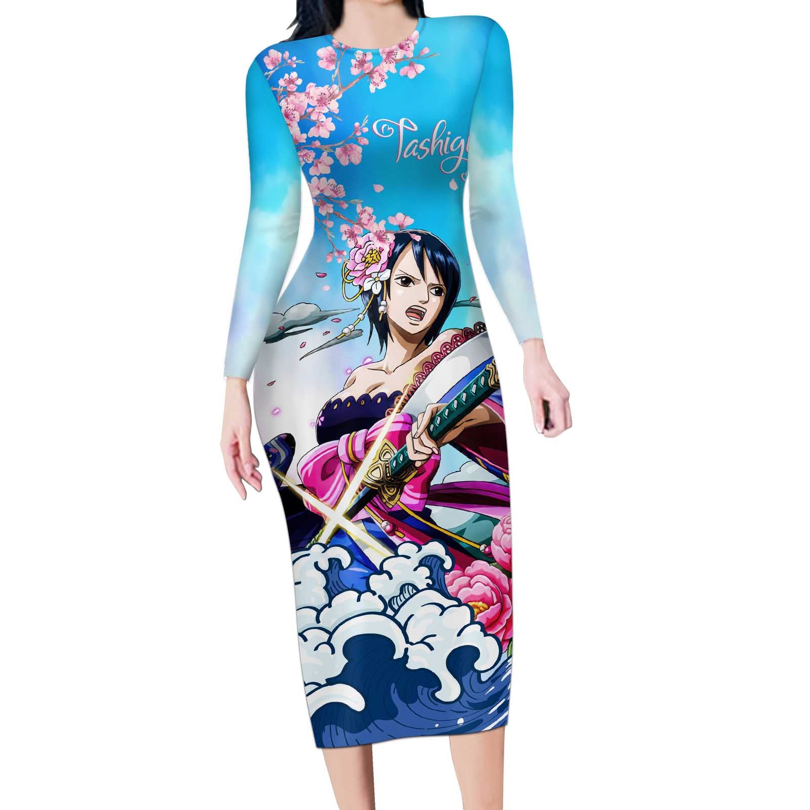 Tashigi - One Piece Long Sleeve Bodycon Dress Anime Style