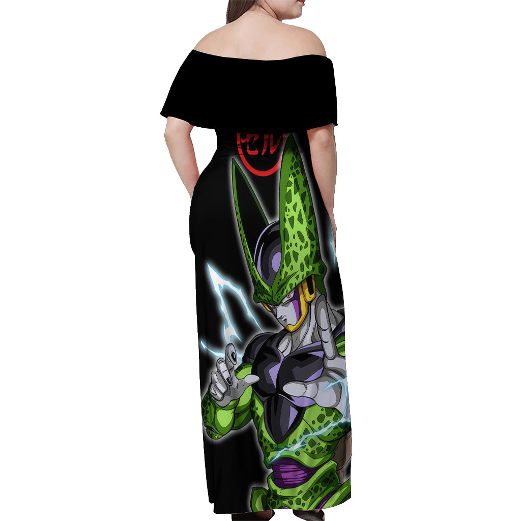 Perfect Cell Off Shoulder Maxi Dress