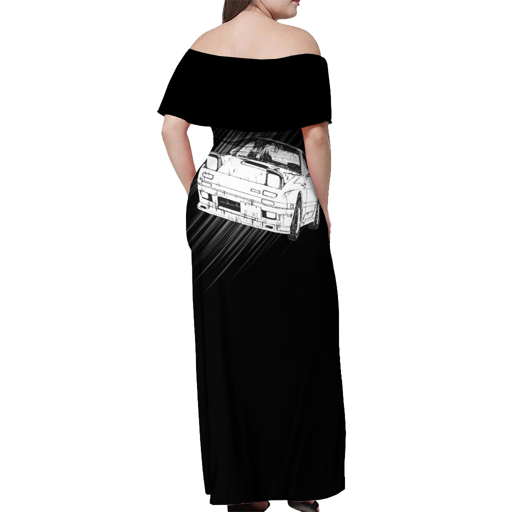 Keisuke Takahashi RX-7 Initial D Off Shoulder Maxi Dress Manga Mix Anime Style