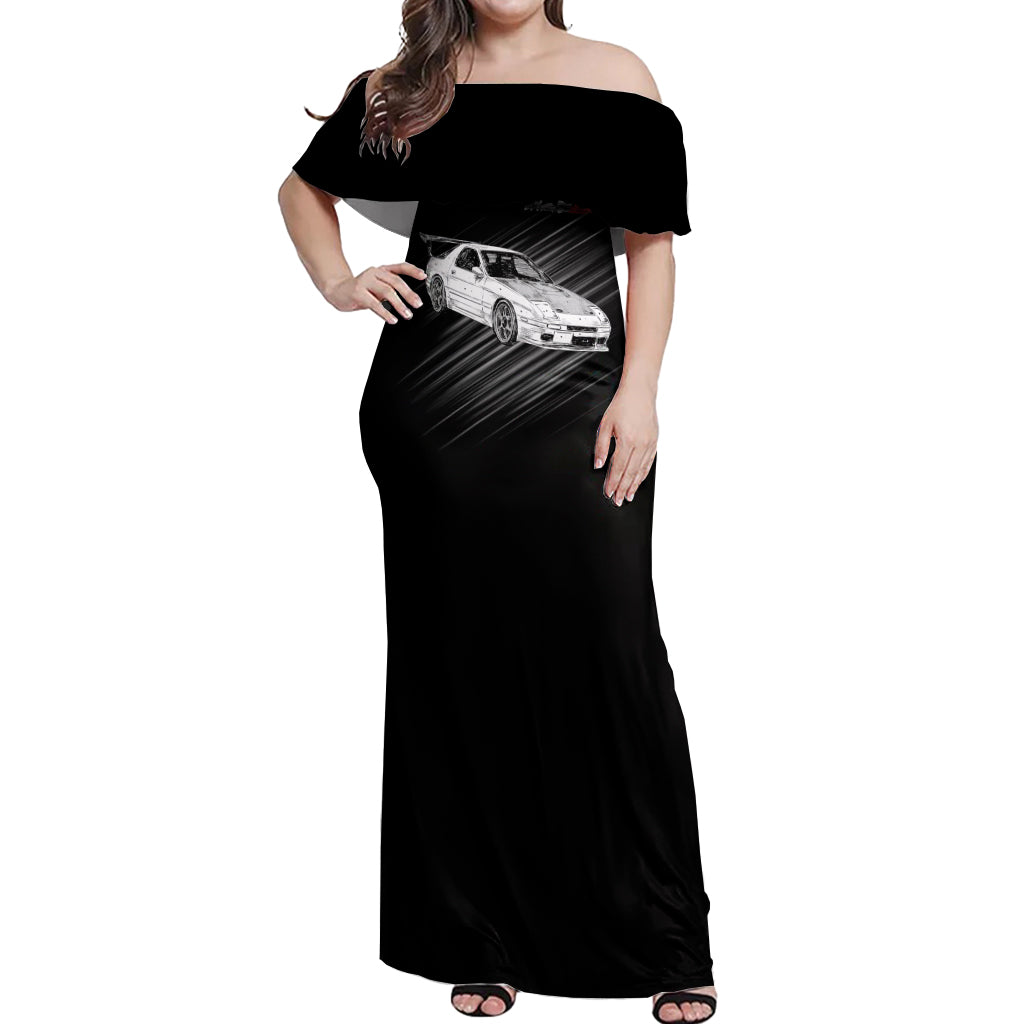 Ryosuke Takahashi RX-7 Initial D Off Shoulder Maxi Dress Manga Mix Anime Style