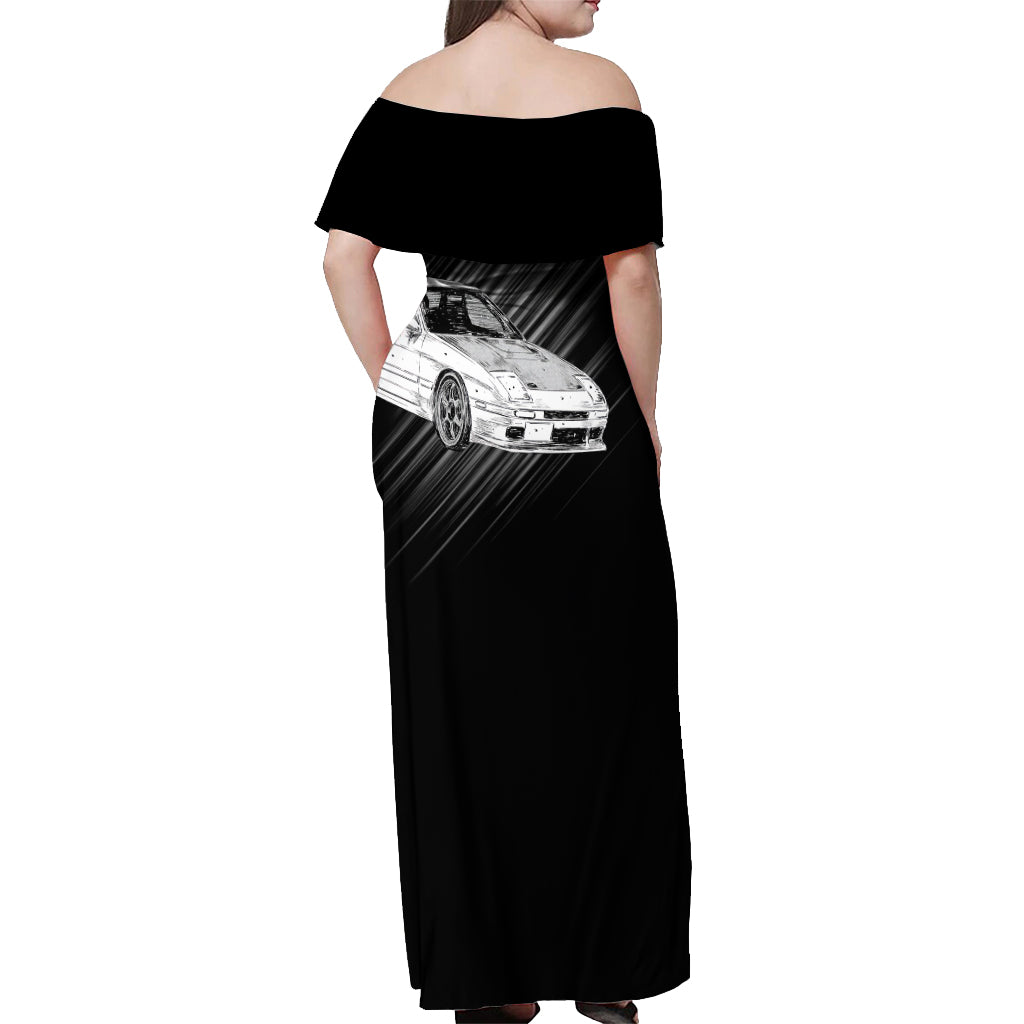 Ryosuke Takahashi RX-7 Initial D Off Shoulder Maxi Dress Manga Mix Anime Style