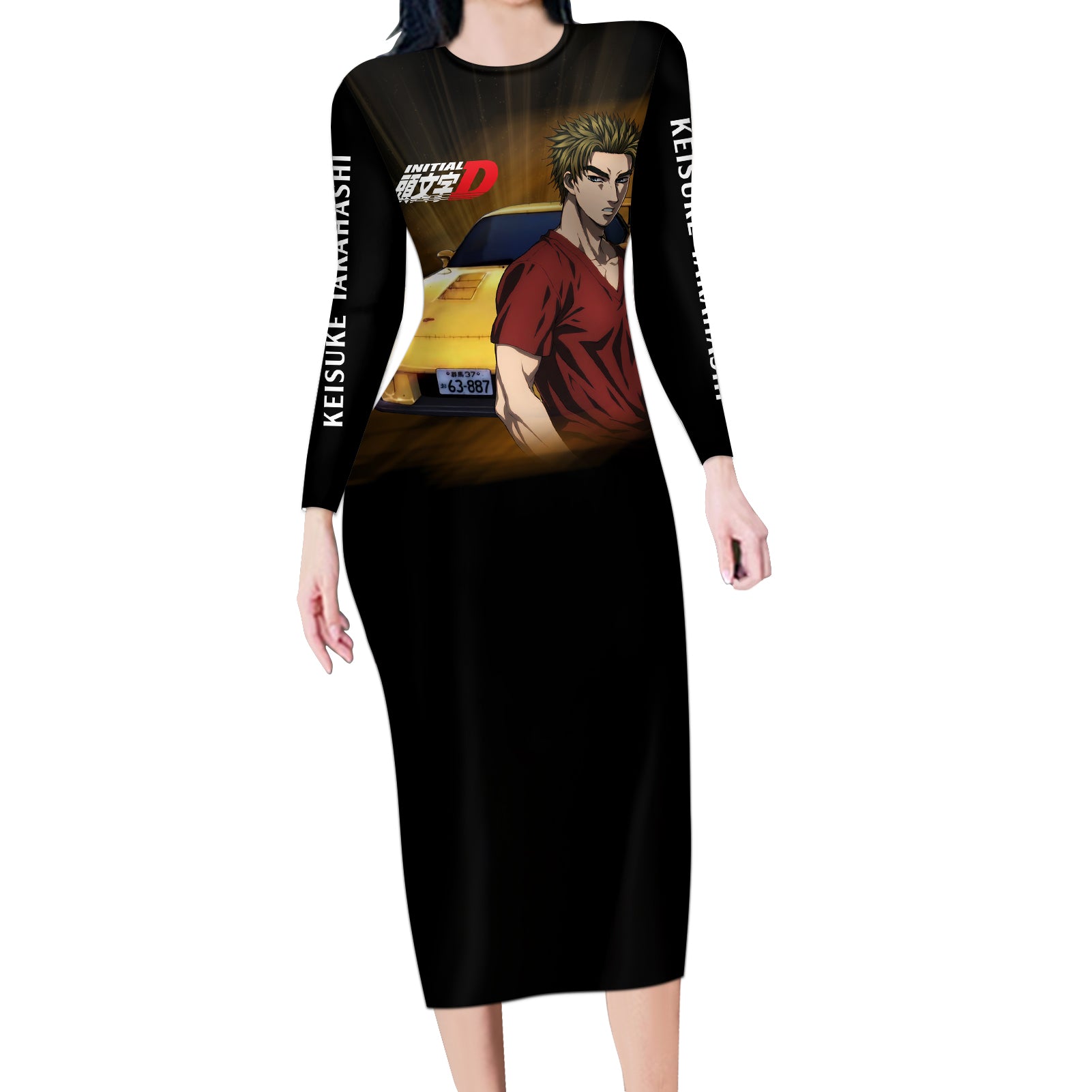 Keisuke Takahashi Initial D Long Sleeve Bodycon Dress Anime Style