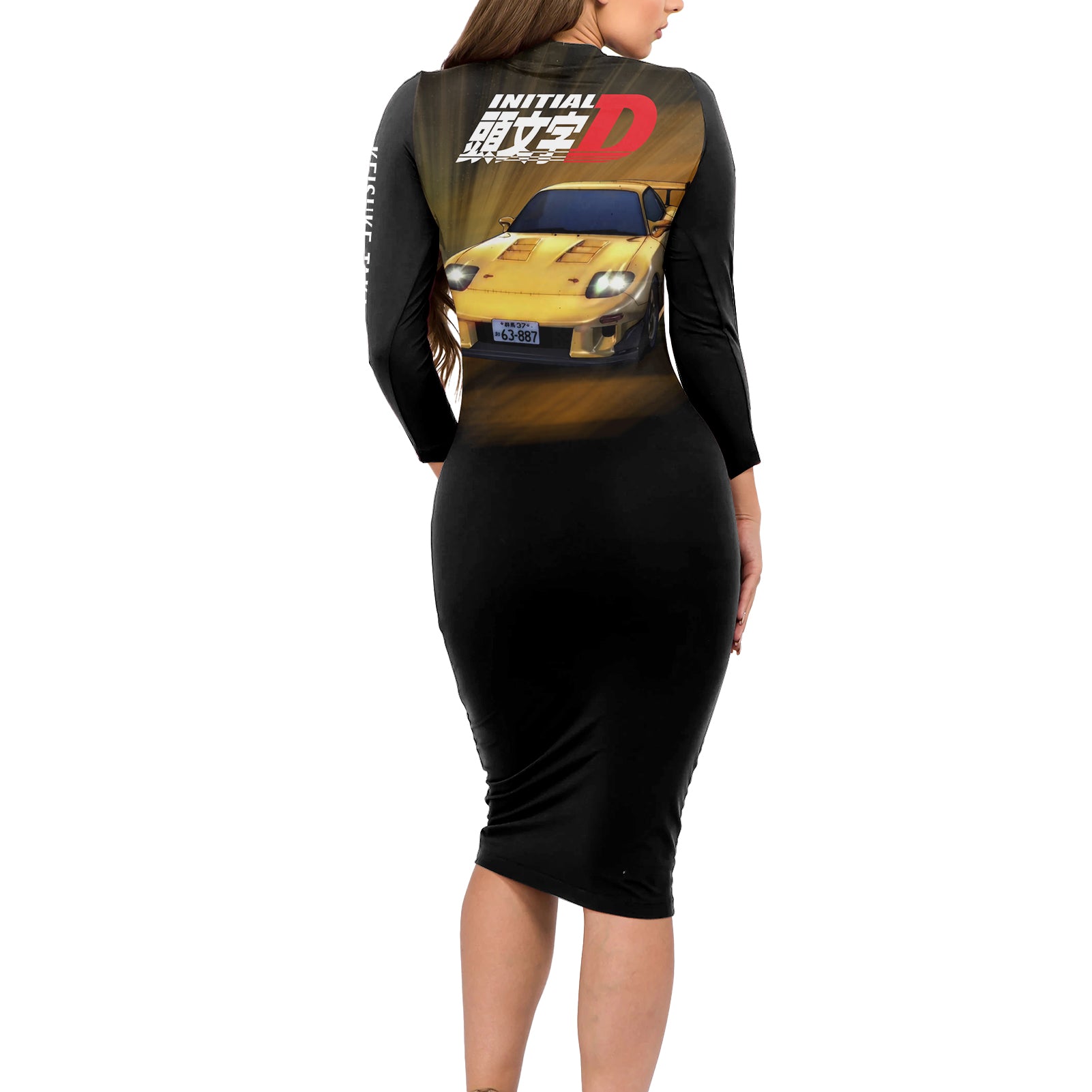 Keisuke Takahashi Initial D Long Sleeve Bodycon Dress Anime Style