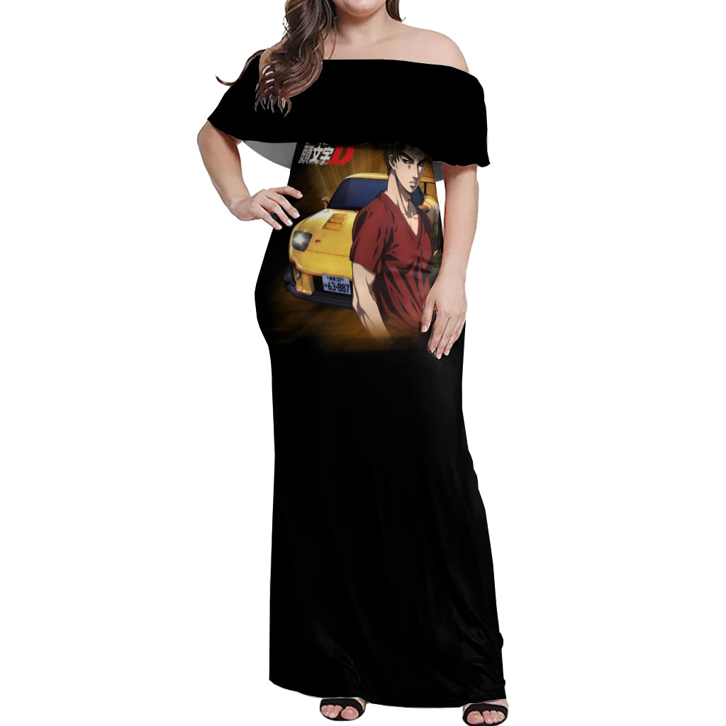 Keisuke Takahashi Initial D Off Shoulder Maxi Dress Anime Style