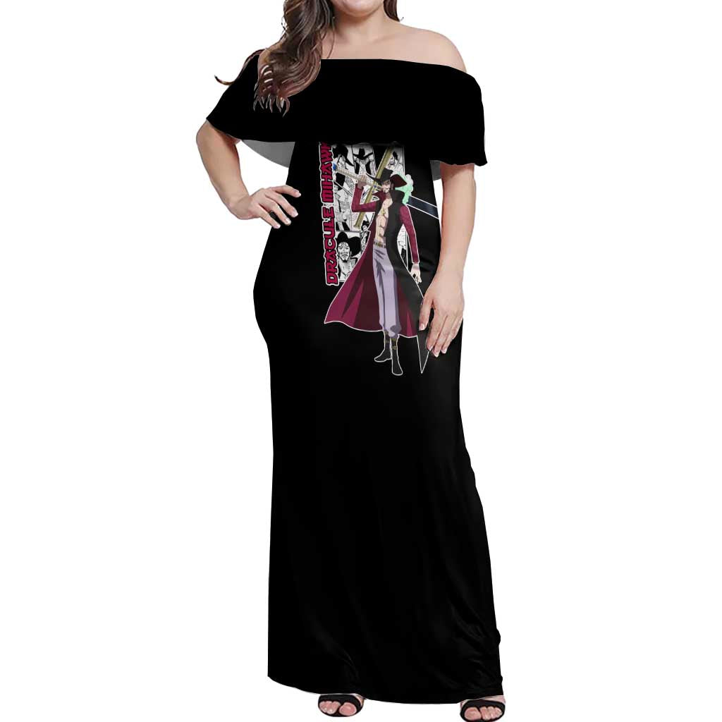 Dracule Mihawk - One Piece Off Shoulder Maxi Dress Anime Mix Manga Style
