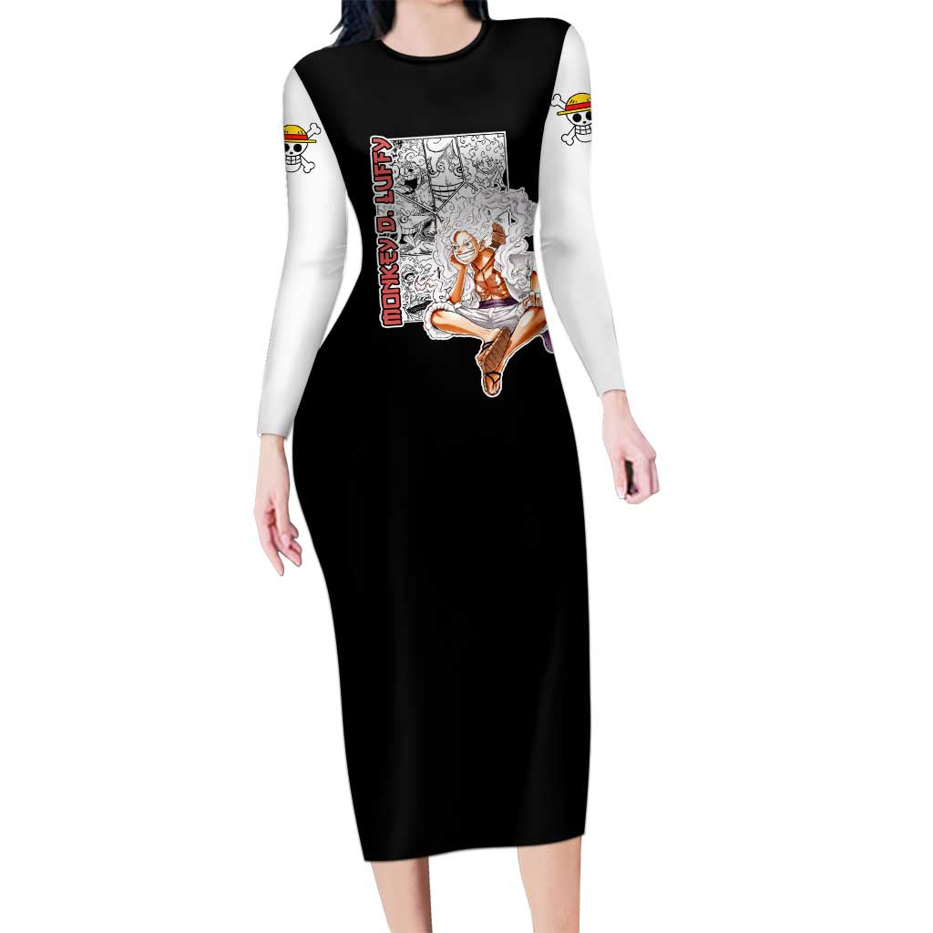 Luffy Gear 5 - One Piece Long Sleeve Bodycon Dress Anime Mix Manga Style