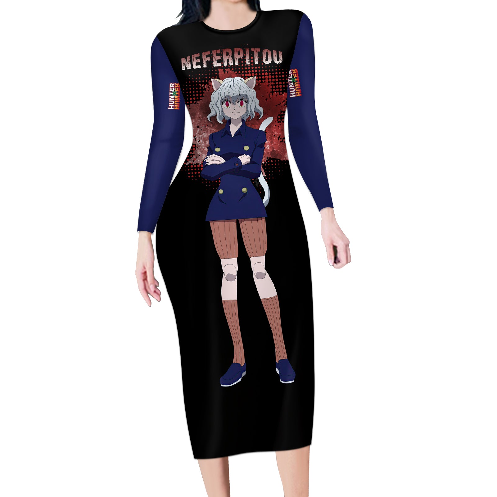 Neferpitou Hunter X Hunter Long Sleeve Bodycon Dress Anime Style