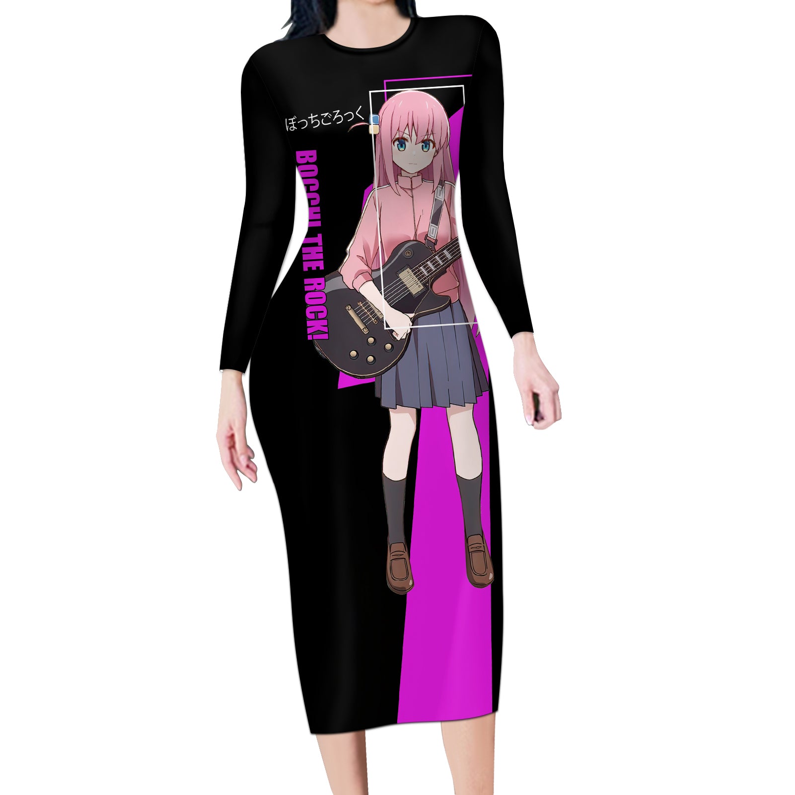 Hitori Gotoh Bochi The Rock! Long Sleeve Bodycon Dress Anime Style