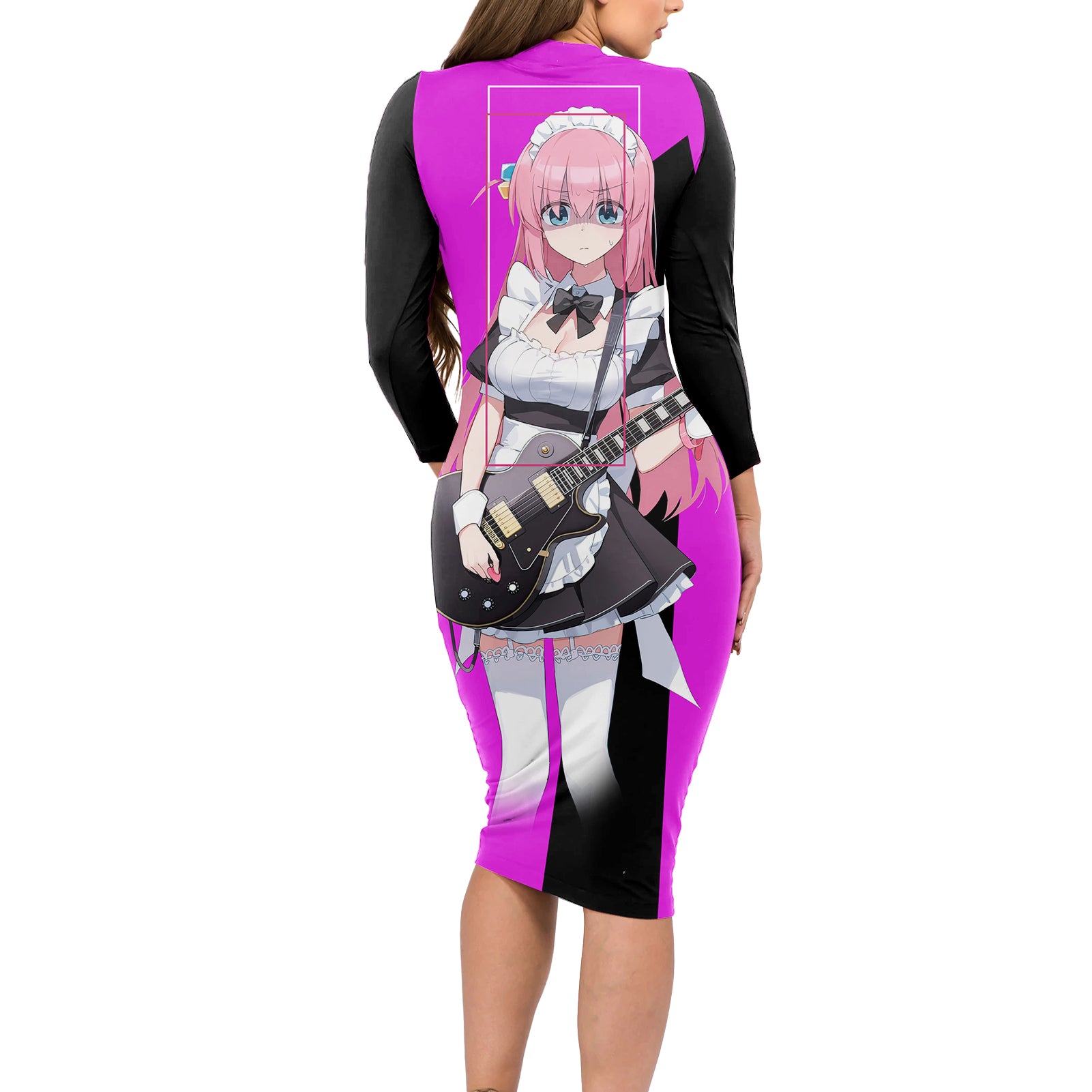 Hitori Gotoh Bochi The Rock! Long Sleeve Bodycon Dress Anime Style