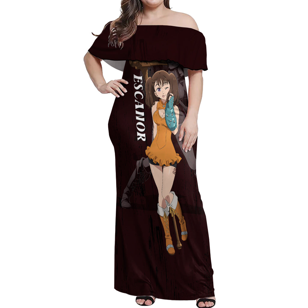 Serpent Sin of Envy Diane Off Shoulder Maxi Dress