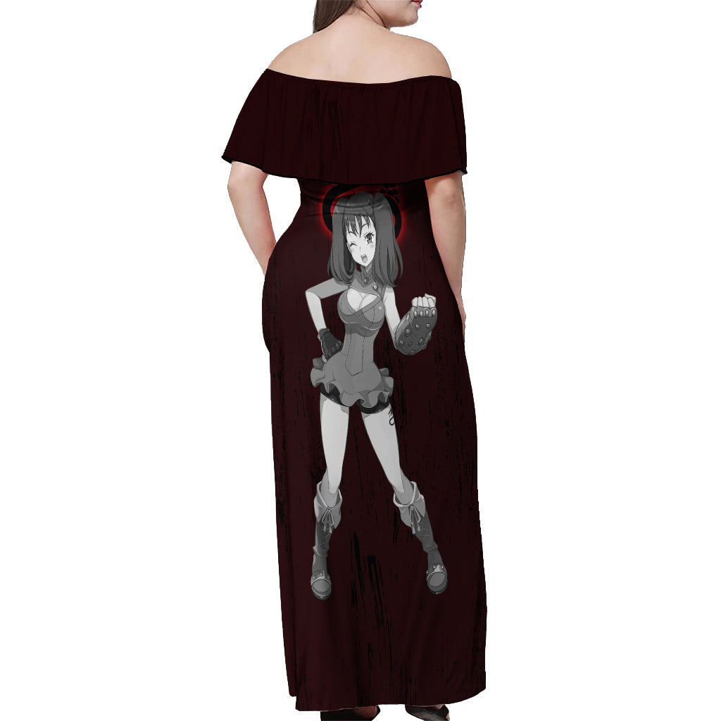 Serpent Sin of Envy Diane Off Shoulder Maxi Dress