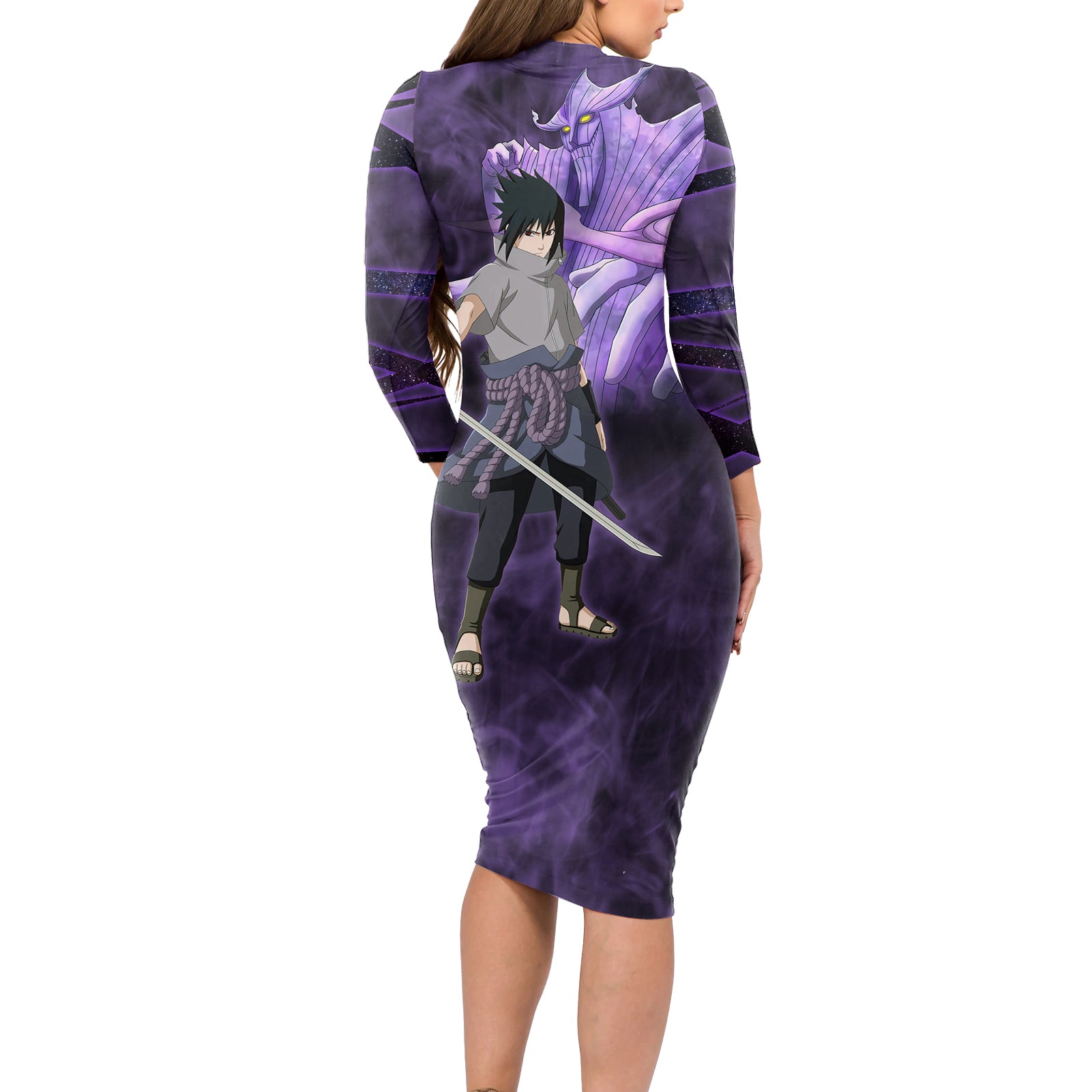 Sasuke Susanoo Long Sleeve Bodycon Dress Naruto