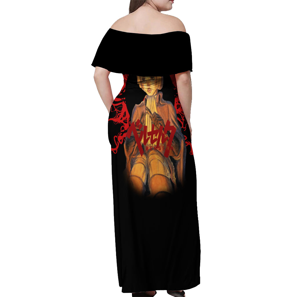 Farnese de Vandimion Berserk Off Shoulder Maxi Dress Black Blood Style