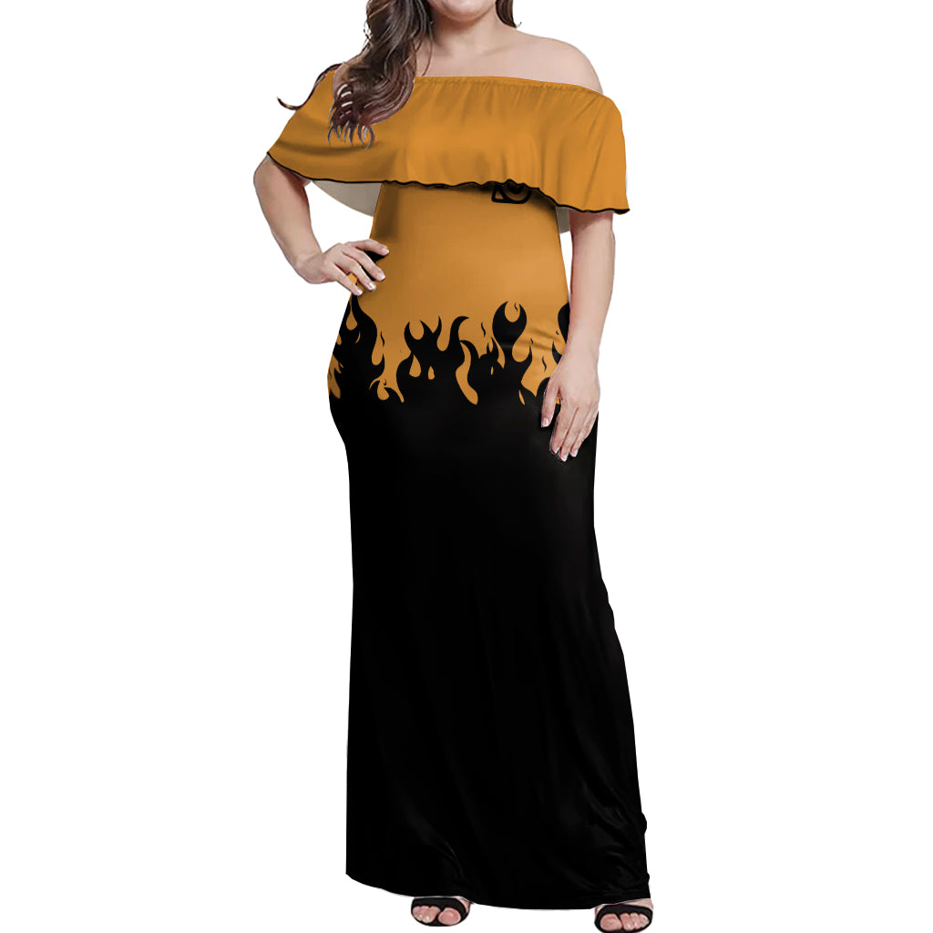 Kurama Sealing Eight Trigrams Symbol Off Shoulder Maxi Dress Naruto